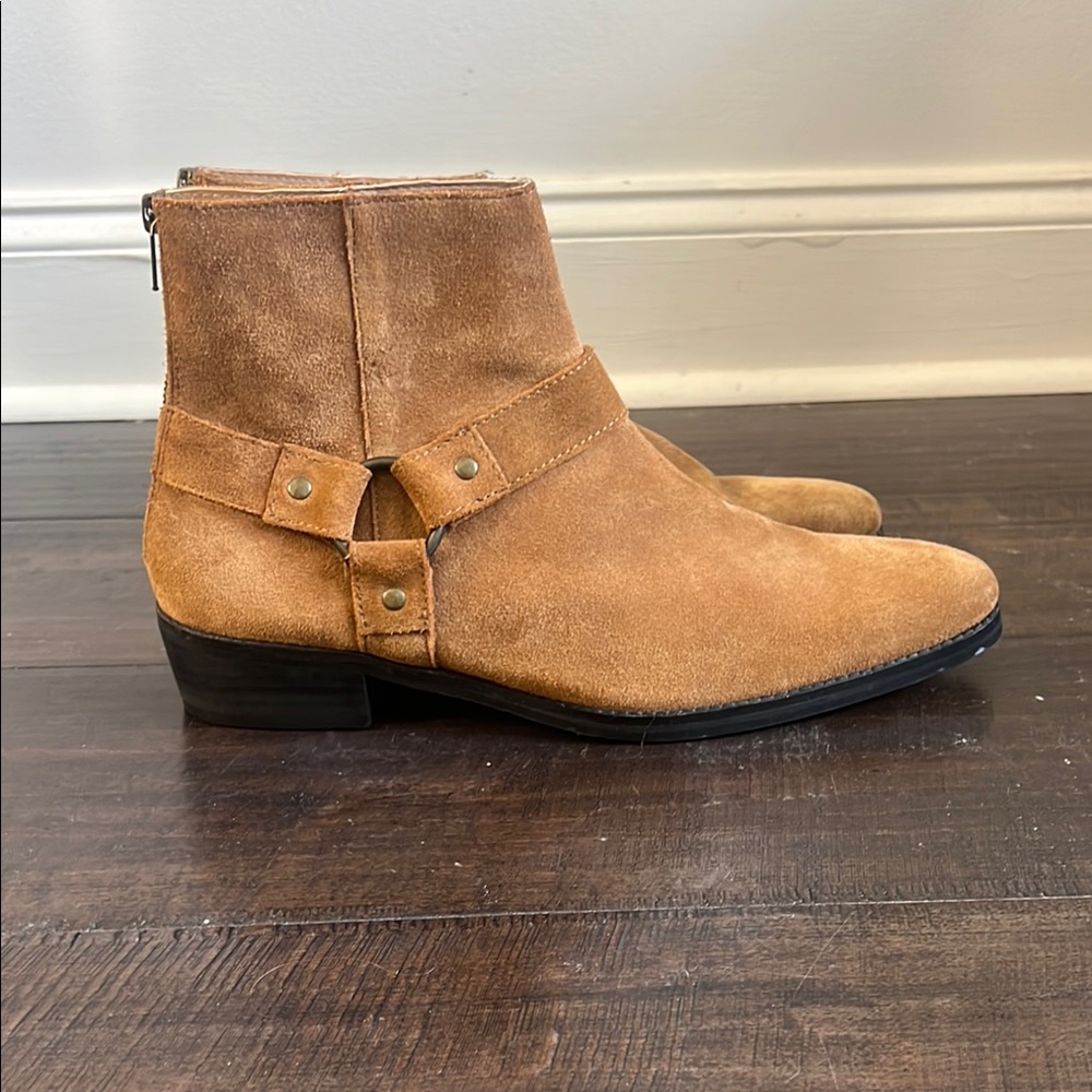 ASOS Tan Ankle Boots with Strap Detail and Pointed Toe